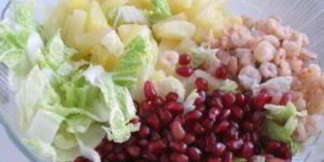 Рецепт салата с капустой и креветками
