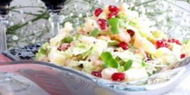 Рецепт салата с капустой и креветками