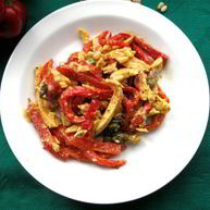 Рецепт Салата с курицей и запеченной паприкой в восточном стил