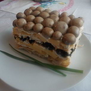 Рецепт Салата с сыром и маринованными шампиньонами