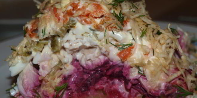 Рецепт салата со свеклой, курицей и сельдереем