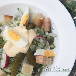 Рецепт Русского летнего салата в стиле Цезарь