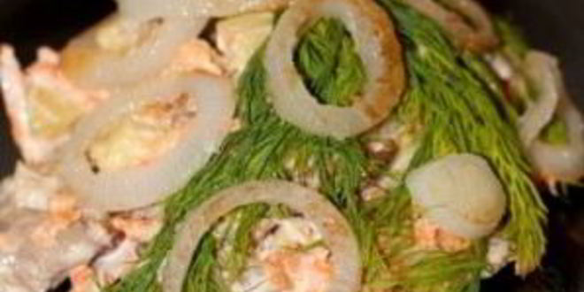 Рецепт салата жар-птица с опятами