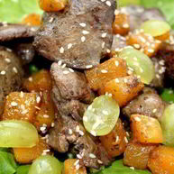 Рецепт Теплого осеннего салата с куриной печенью и тыквой