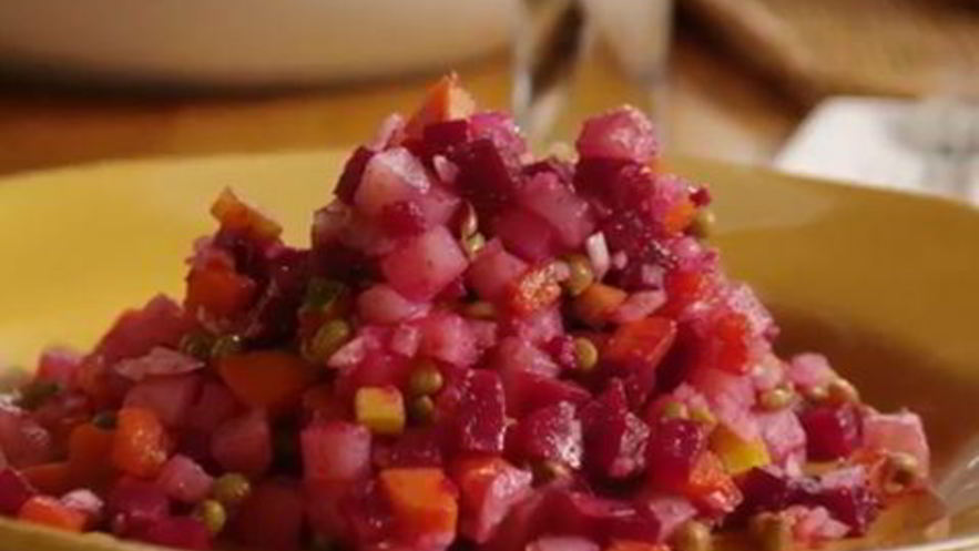 Рецепт домашнего винегрета с фасолью