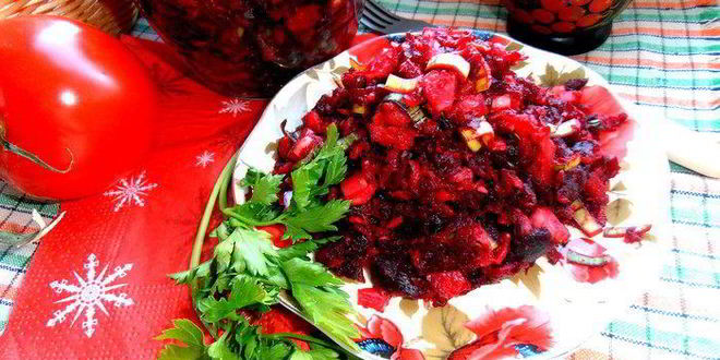 Рецепт салата винегретного мотив с пикантной заправкой