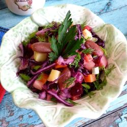 Рецепт Винегрета с фасолью и красной капустой