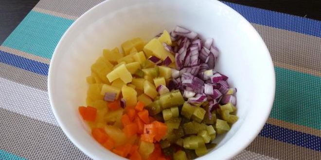 Рецепт винегрета с фасолью и краснокочанной капустой