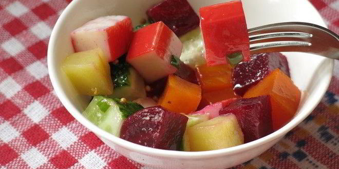 Рецепт винегрета с крабовыми палочками