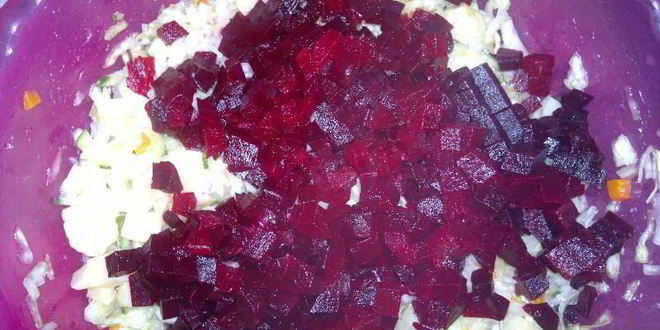 Рецепт винегрета со свежей капустой и огурцом