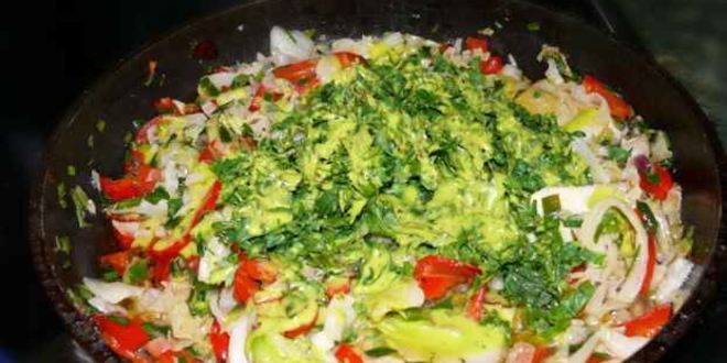 Рецепт овощей пассированных с соусом песто