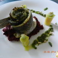 Рецепт Сибаса, запеченого с соусом песто