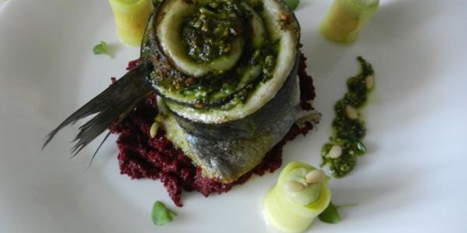 Рецепт сибаса, запеченого с соусом песто