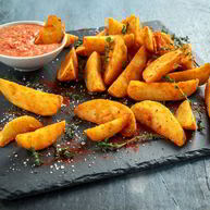 Рецепт Хрустящего картофеля с соусом сальса и кокосовой стружкой