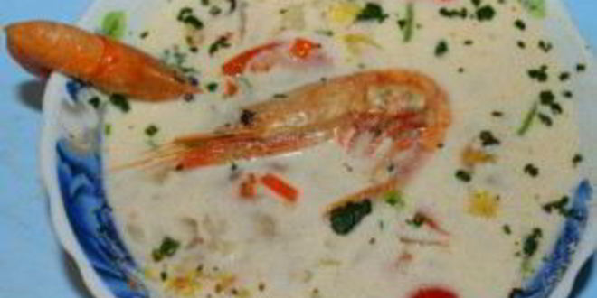 Рецепт белого супа с морепродуктами