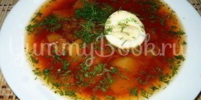 Рецепт борща с паровой свеклой и яйцом из мультиварки