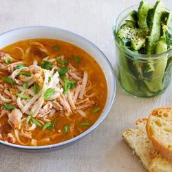 Рецепт Лапши в бульоне с запеченной свининой