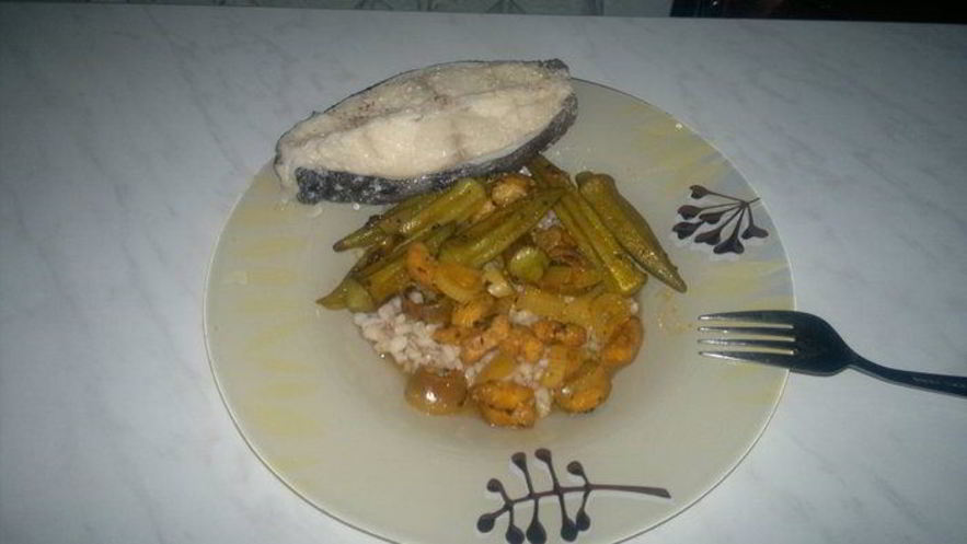 Рецепт перловки с бамией и бананом