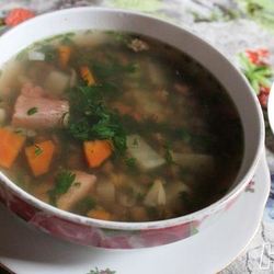 Рецепт Горохова-чечевичного суп с копченостями