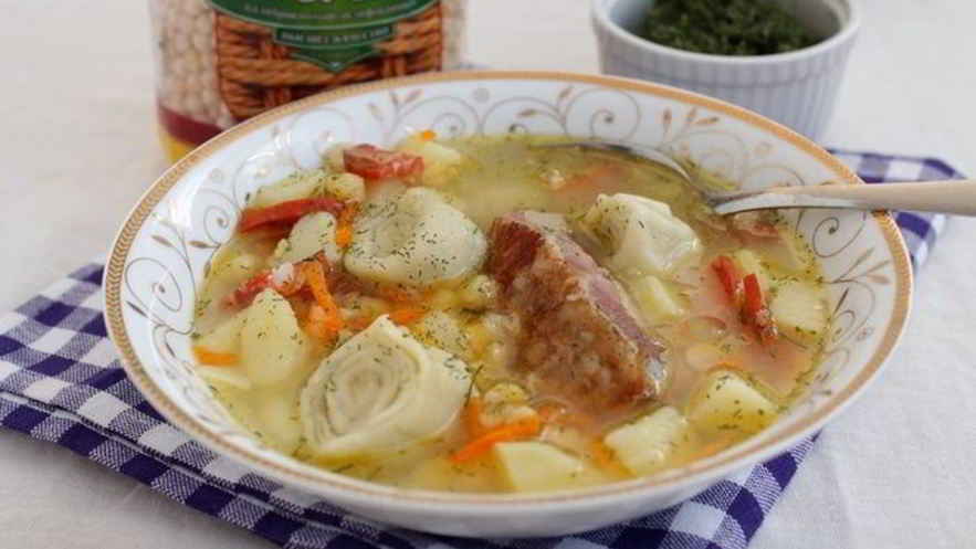 Рецепт горохового супа с рулетиками