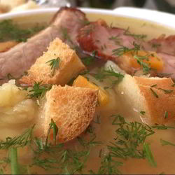 Рецепт очень вкусного горохового супа с копчеными ребрышками
