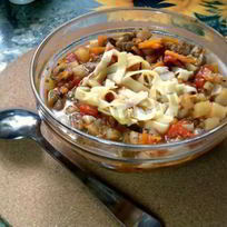 Лагман на костре в казане