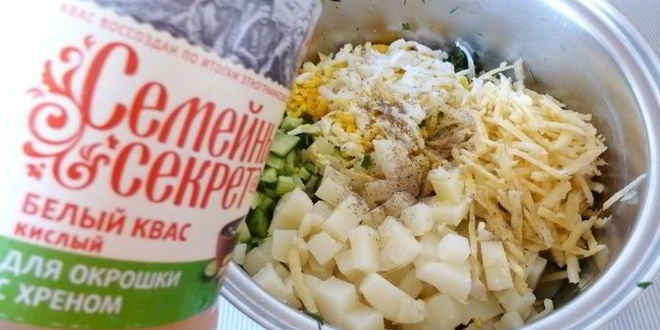 Рецепт летней окрошки с репой и пирожками с мясом