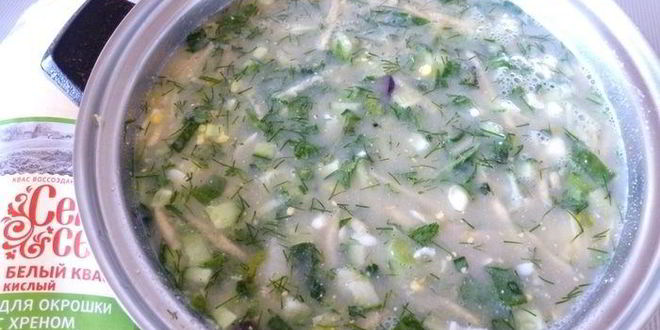 Рецепт летней окрошки с репой и пирожками с мясом