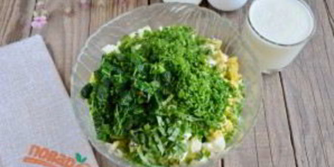 Рецепт окрошки на кефире с крапивой и мятой