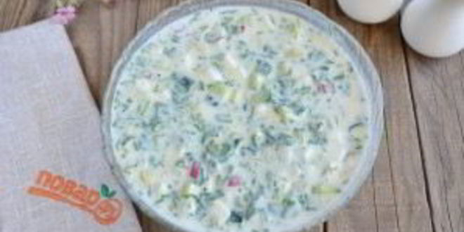 Рецепт окрошки на кефире с крапивой и мятой