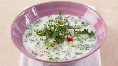Рецепт Окрошки на кефире с курицей