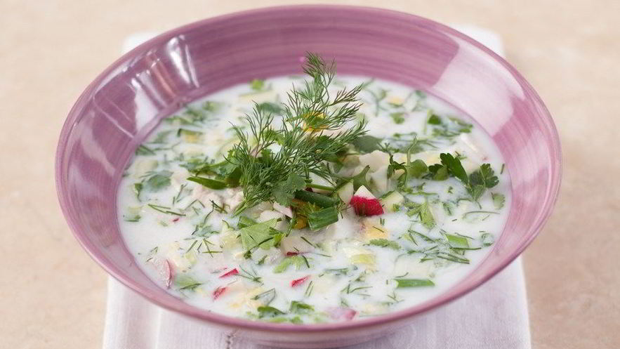 Рецепт окрошки на кефире с курицей