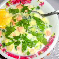 Рецепт Окрошки на кефире с лимоном