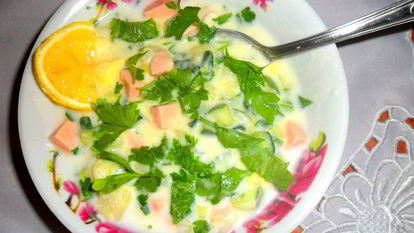 Рецепт Окрошки на кефире с лимоном