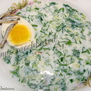 Рецепт Окрошки на кефире со снетками