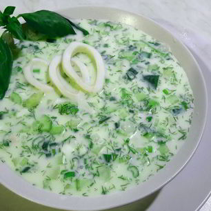 Рецепт Окрошки с кальмарами