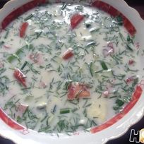 Рецепт Окрошки с куриной грудкой и помидорами