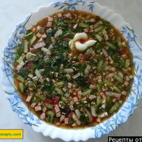 Окрошка с вареной колбасой на квасе