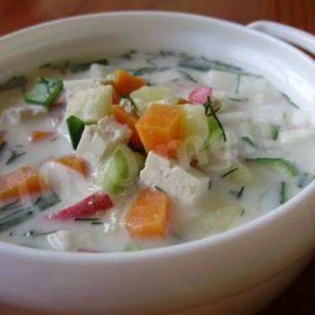 Рецепт Вегетарианской окрошки на тофу