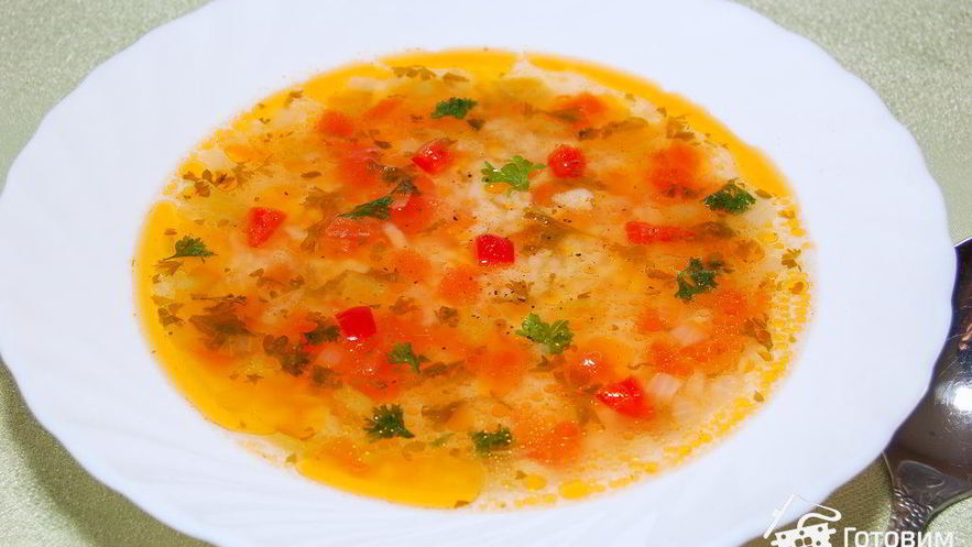 Рецепт легкого овощной суп с рисом