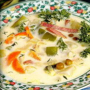 Рецепт Овощного супа с ветчиной и сыром