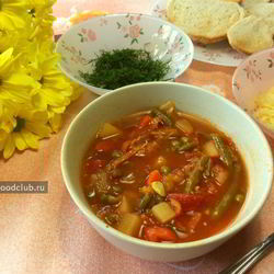 Рецепт Супа Минестроне с беконом и стручковой фасолью