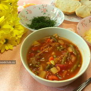 Рецепт Супа Минестроне с беконом и стручковой фасолью