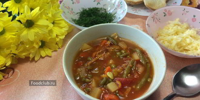 Рецепт супа минестроне с беконом и стручковой фасолью