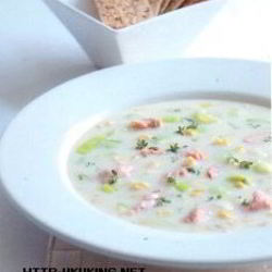 Рецепт Похлебки из лосося, порея и кукурузы