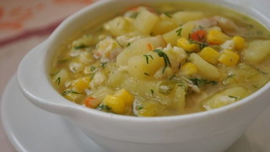 Рецепт похлебки с крабами и кукурузой