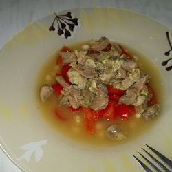 Рецепт Похлебки с куриными желудками и бедром индейки со сладким перцем