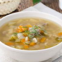 Рецепт Рассольника постного с луком-пореем