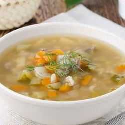 Рецепт Рассольника постного с луком-пореем