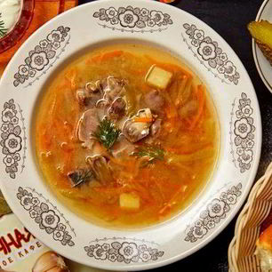 Рецепт Рассольника с куриными сердечками